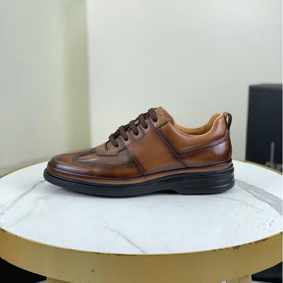 Dunhill Mens Pointed Leather Sports Shoes Brown main image 7